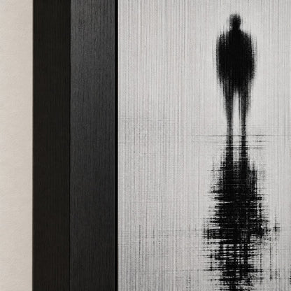 Glitch Ghost Black White Reflection Wall Art floating frame wall art - 03_detail_closeup