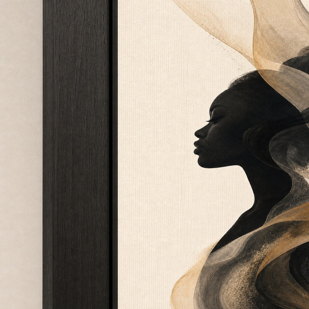 Black Female Profile Ribbon Abstract Wall Art floating frame wall art - 03_detail_closeup