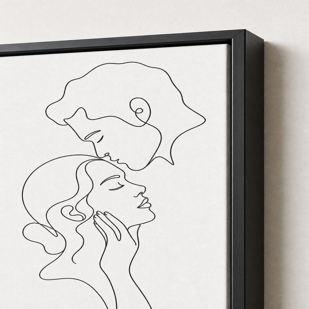 Minimalist Couple Line Art Wall Art floating frame wall art - 03_detail_closeup