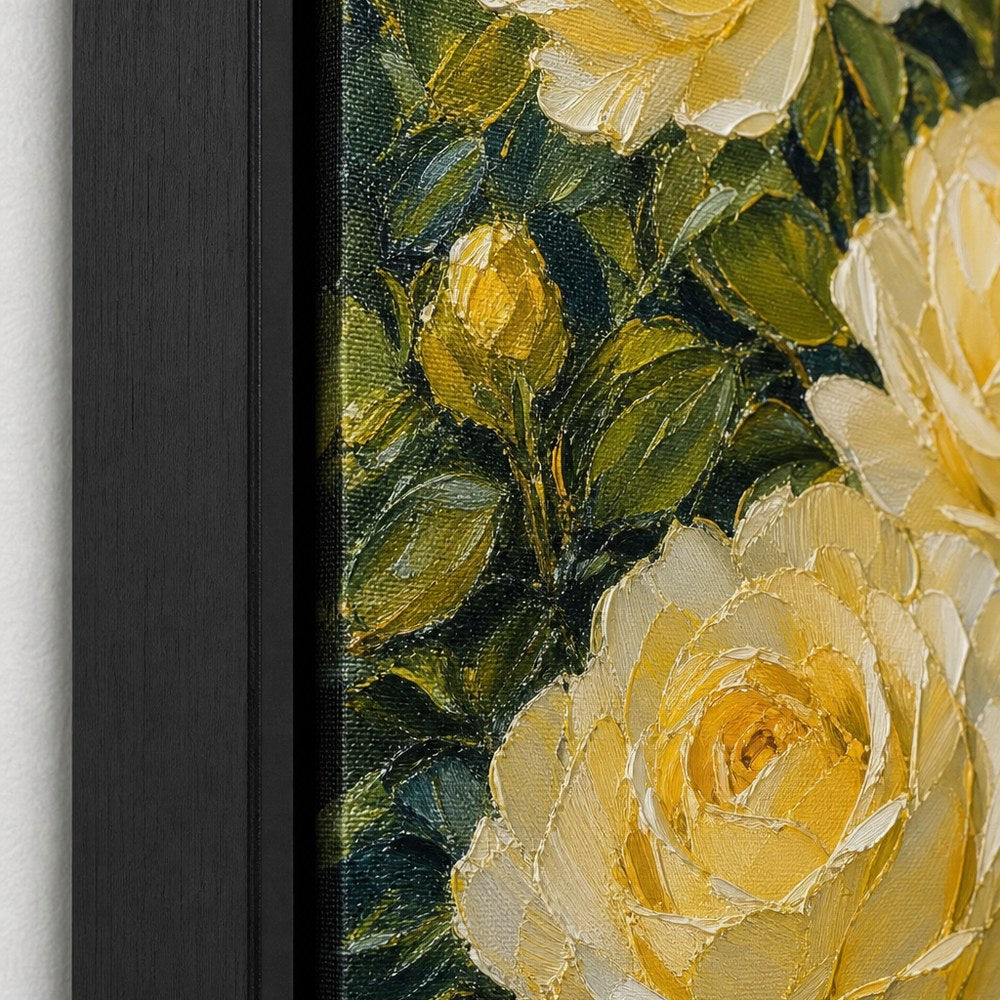 Cream White Roses Impasto Floral Wall Art - 03_detail_closeup