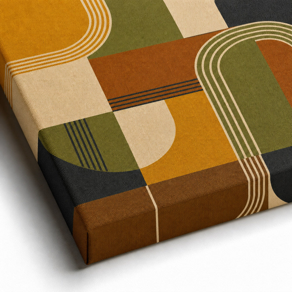 Mid-Century Bauhaus Statement Canvas Wall Art 01 - Canvas texture close-up detail