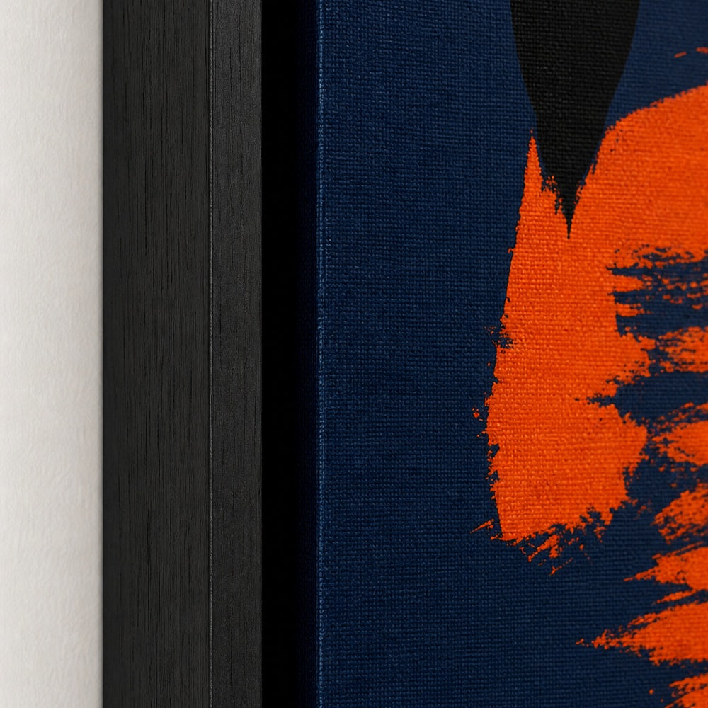Orange Circle Minimalist Figures Floater Frame Canvas Wall Art — close-up detail in a floater frame