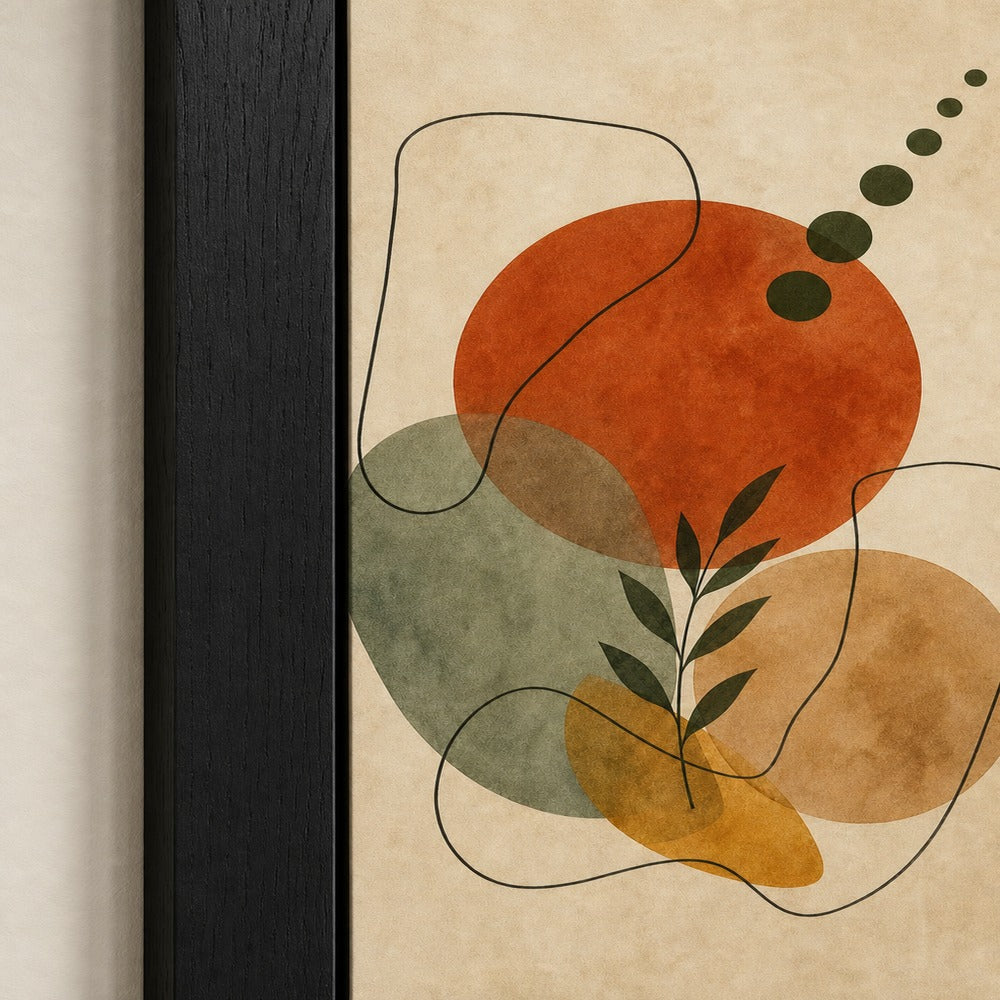 Organic Shapes Earthtone Abstract Poster Wall Art floating frame wall art - 03_detail_closeup