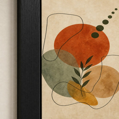 Organic Shapes Earthtone Abstract Poster Wall Art floating frame wall art - 03_detail_closeup