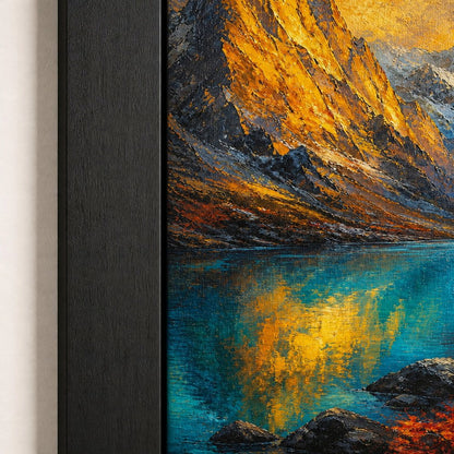 Mountain Lake Impressionist Wall Art floating frame wall art - 03_detail_closeup