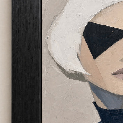 White Bob Geometric Minimal Portrait Wall Art floating frame wall art - 03_detail_closeup