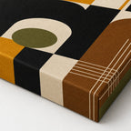 Mid-Century Bauhaus Interlocking Geometry Canvas Wall Art 02 - Canvas texture close-up detail