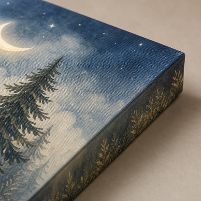 Moonlit Forest Deer Nursery Canvas Wall Art - 03_detail_closeup