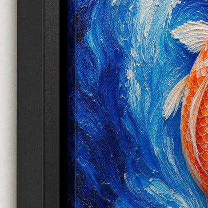Two Koi in Blue Swirling Water Wall Art - 03_detail_closeup