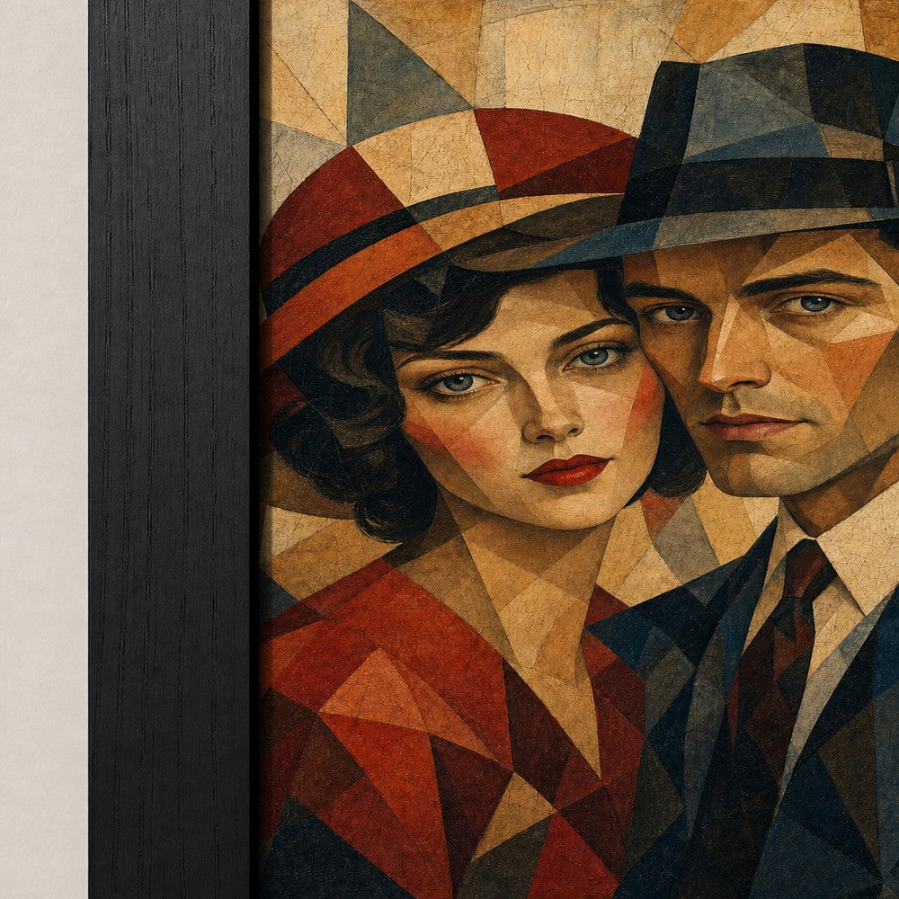 Vintage Couple Mosaic Portrait Wall Art floating frame wall art - 03_detail_closeup