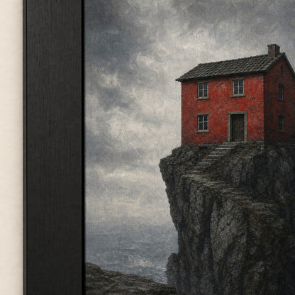 Red House Cliff Black Coat Figure Wall Art floating frame wall art - 03_detail_closeup