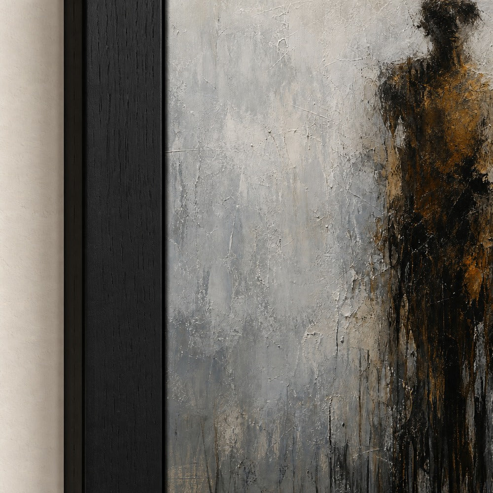Dissolving Human Ochre Gray Drip Wall Art floating frame wall art - 03_detail_closeup