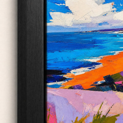 Abstract Coastal Impasto Landscape Wall Art floating frame wall art - 03_detail_closeup