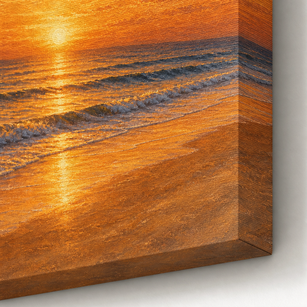Sunset coast canvas print fabric texture close up