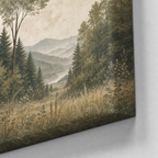 Serene Forest Nature Canvas Wall Art – Draft - Wrapped canvas fabric texture detail