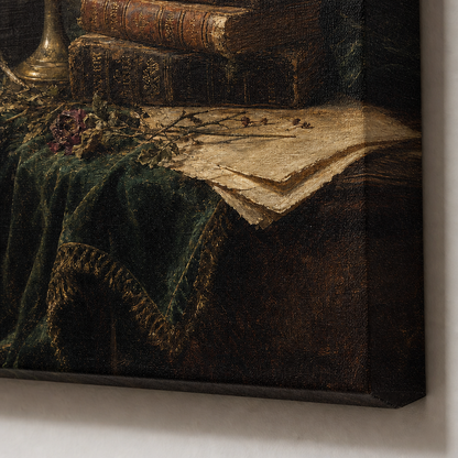 Dark Academia Library Canvas Wall Art side edge canvas print