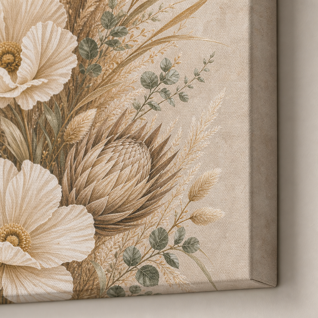 Pampas grass canvas print fabric texture close up