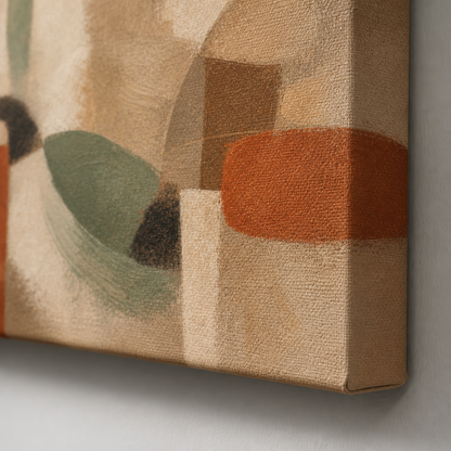 Earth Tone Modern Abstract Sofa Canvas Wall Art - Wrapped canvas fabric texture detail