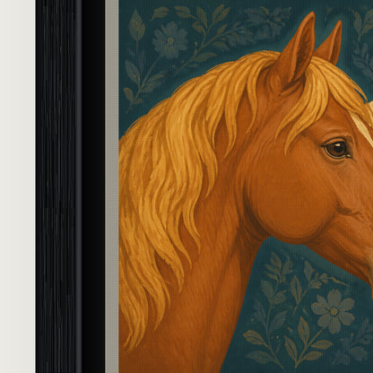 Three Horse Heads Brocade Floating Frame Wall Art - 03_detail_closeup