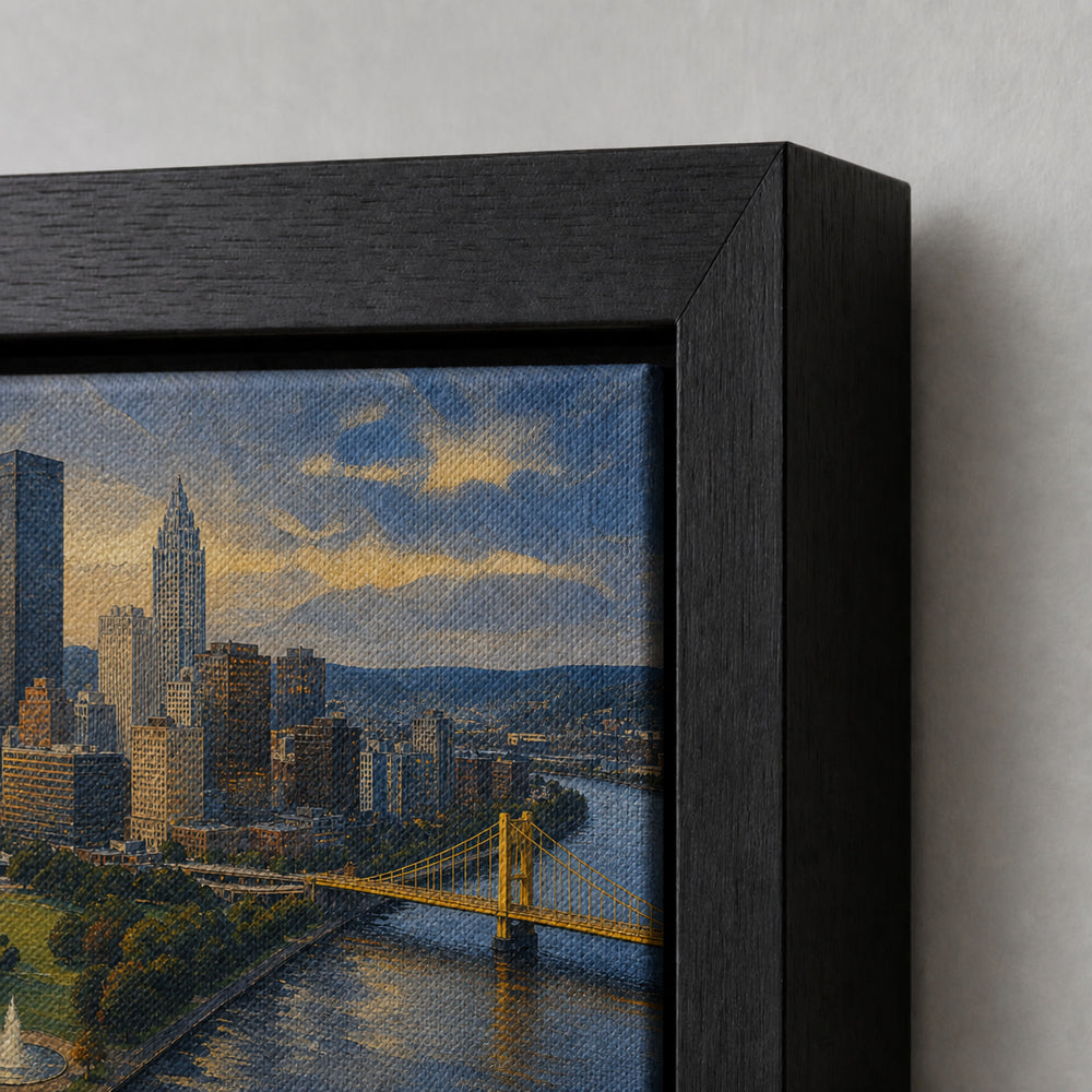 Pittsburgh Three Rivers Skyline Floating Frame Wall Art - 03_detail_closeup
