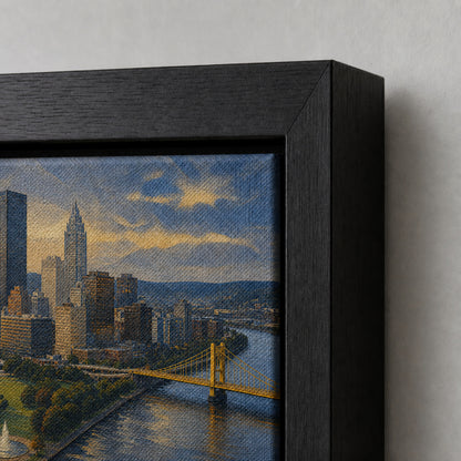 Pittsburgh Three Rivers Skyline Floating Frame Wall Art - 03_detail_closeup