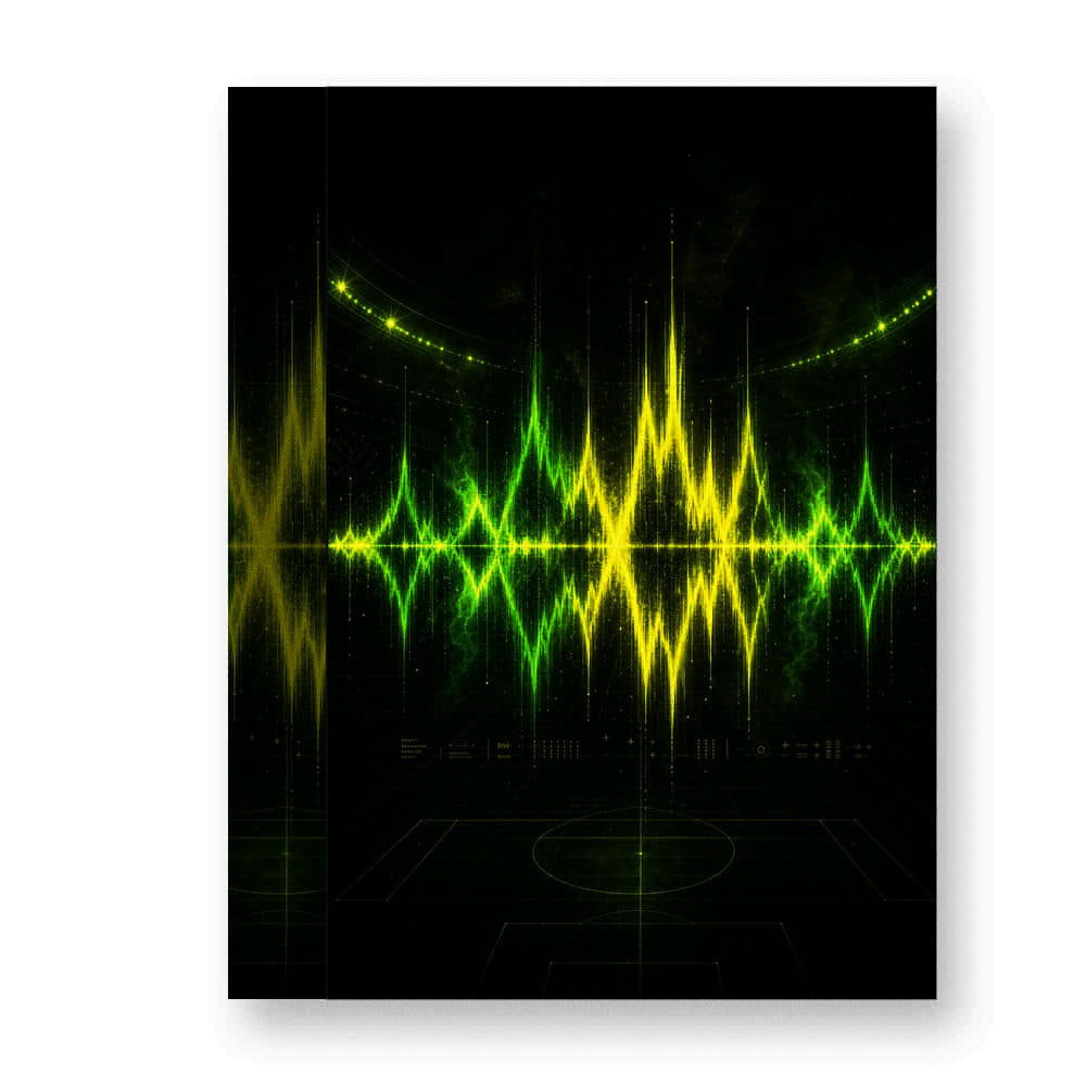 Neon Green Roar Soundwave Soccer Canvas Wall Art white background left-view wrapped canvas main image