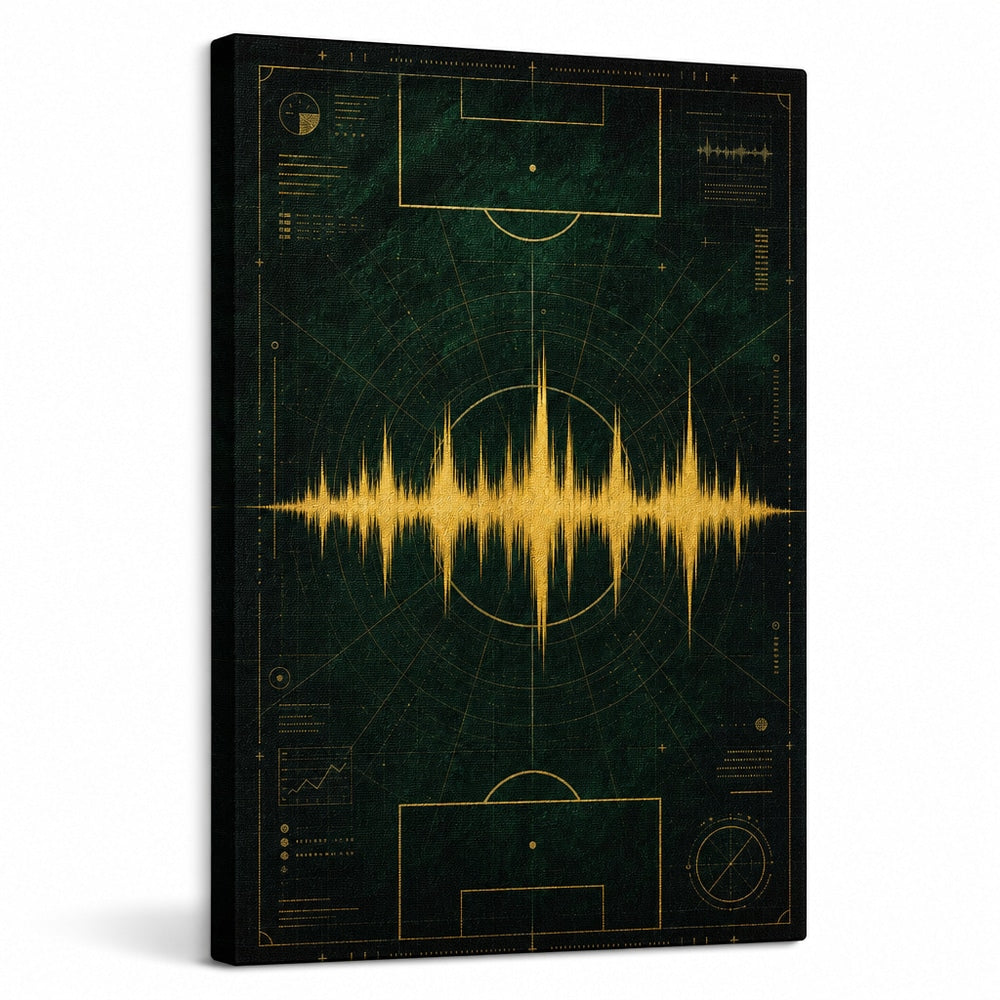 Emerald Gold Coordinate Soundwave Soccer Canvas Wall Art white background left-view wrapped canvas main image