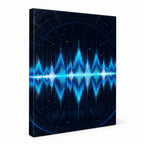 Blue Cyan Tech Soundwave Soccer Canvas Wall Art white background left-view wrapped canvas main image