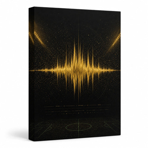 Black Gold Goal Soundwave Soccer Canvas Wall Art white background left-view wrapped canvas main image