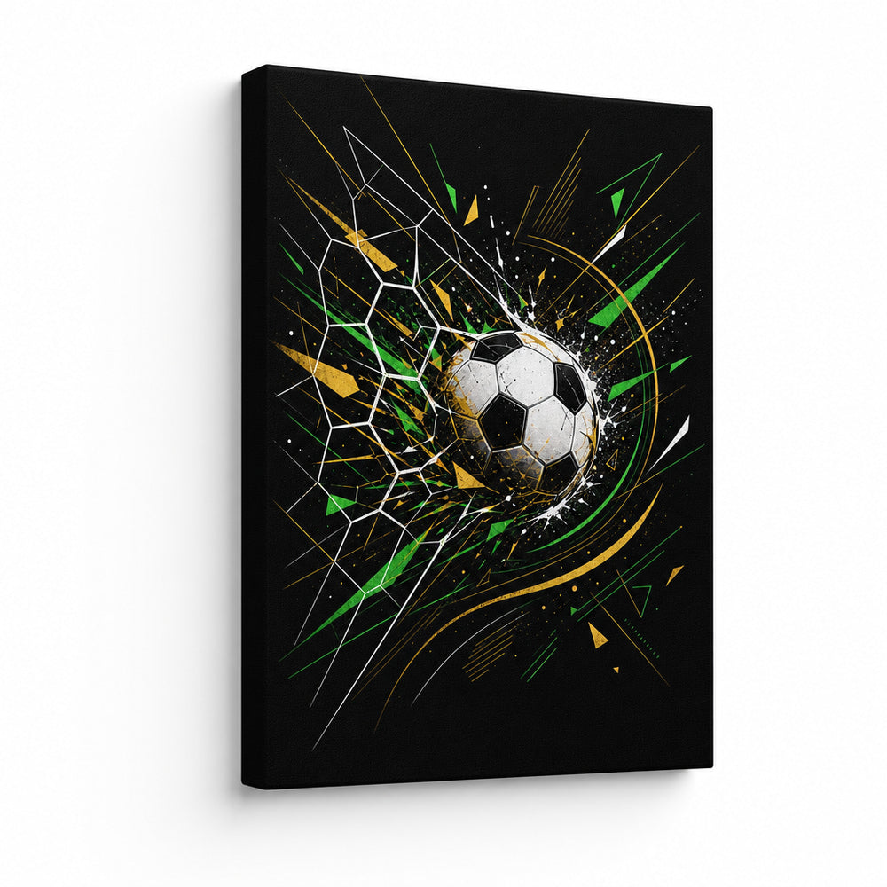 Geometric Net Breakthrough Soccer Canvas Wall Art 05 white background left-view wrapped canvas main image