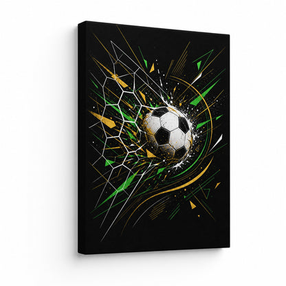 Geometric Net Breakthrough Soccer Canvas Wall Art - soccer canvas wall art by JOJOShop