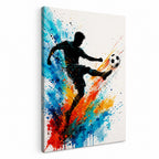 Dynamic Splatter Striker Soccer Canvas Wall Art 02 white background left-view wrapped canvas main image