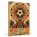 Mexico City 2026 Aztec Totem Soccer Canvas Wall Art 03 white background left-view wrapped canvas main image