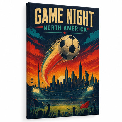 Game Night Vintage City Soccer Canvas Wall Art - soccer canvas wall art by JOJOShop
