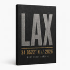 LAX Airport Code Coordinates Canvas Wall Art room wall decor mockup