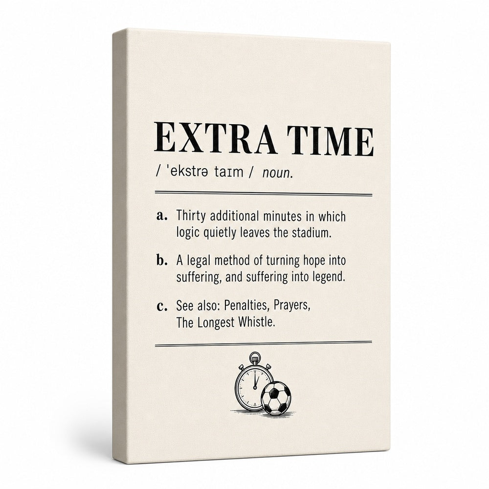 EXTRA TIME Definition Football Culture Canvas Wall Art 05 white background left-view wrapped canvas main image