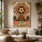 Mexico City 2026 Aztec Totem Soccer Canvas Wall Art 03 wall mockup