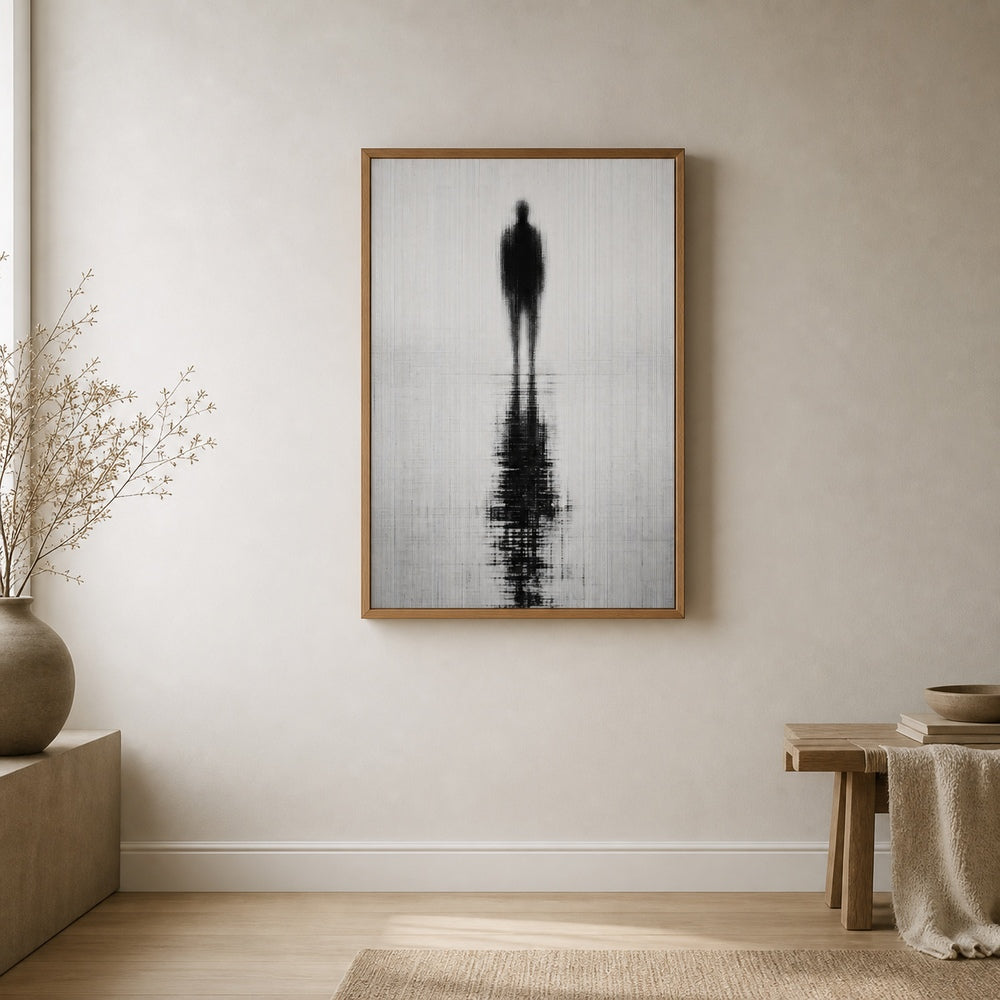 Glitch Ghost Black White Reflection Wall Art floating frame wall art - 04