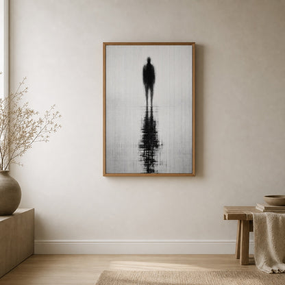 Glitch Ghost Black White Reflection Wall Art floating frame wall art - 04