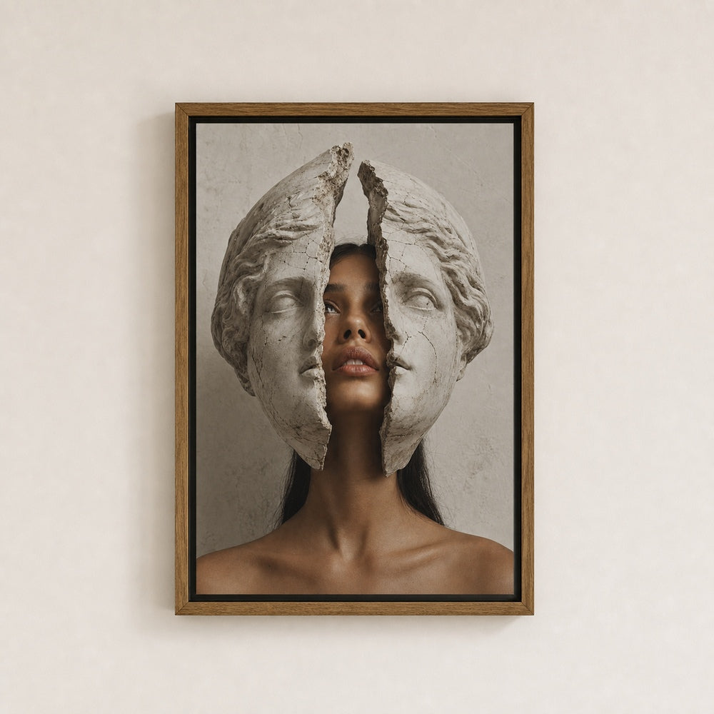 Cracked Marble Mask Fashion Portrait Wall Art floating frame wall art - 04