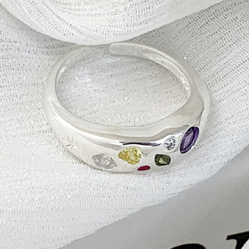 New S925 Sterling Silver Ring Love Zircon Ring