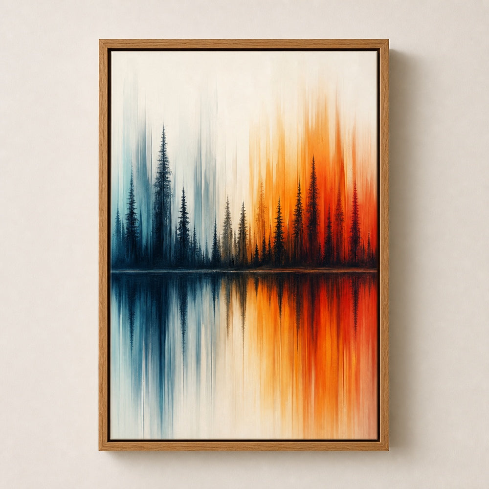 Abstract Autumn Forest Reflection Wall Art floating frame wall art - 04