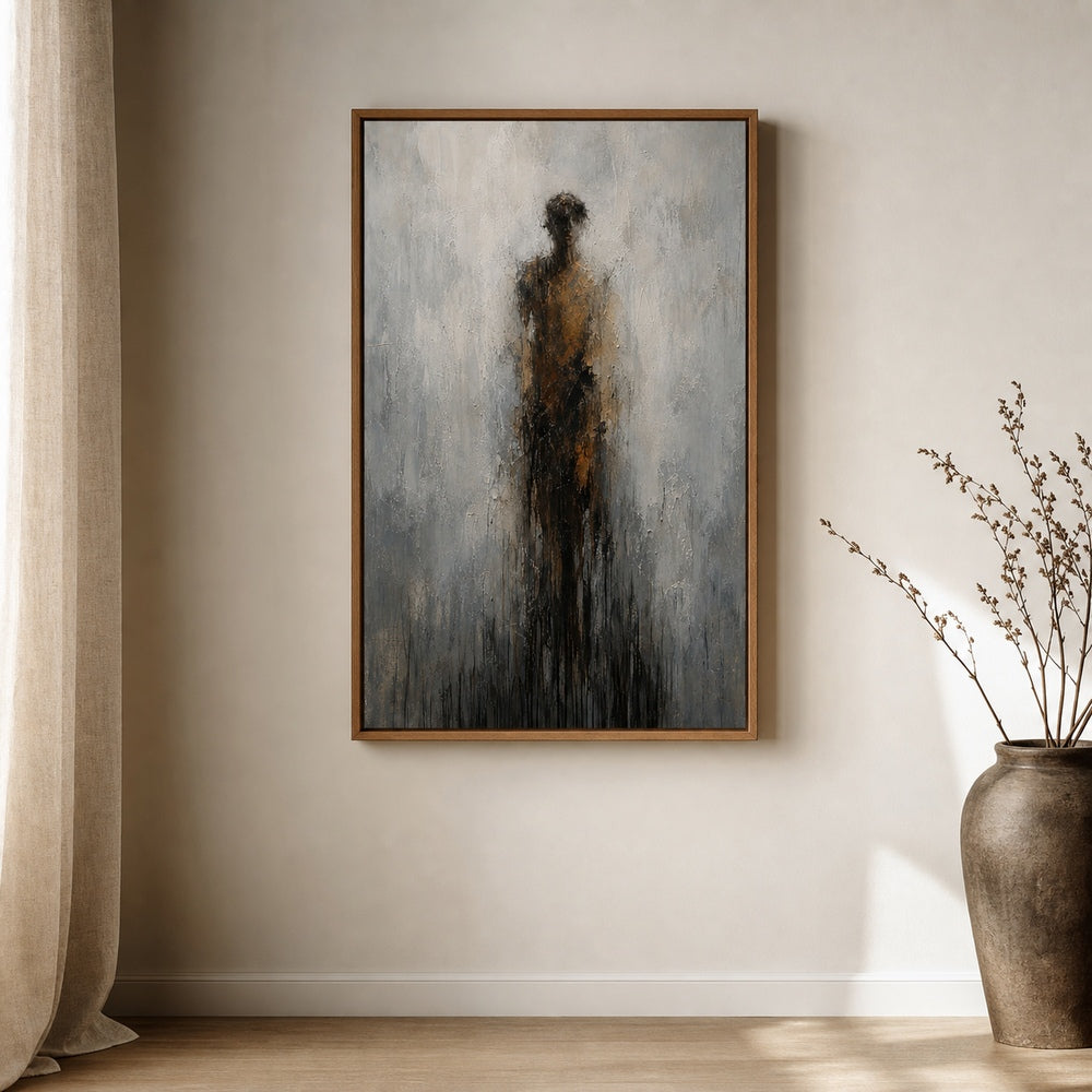 Dissolving Human Ochre Gray Drip Wall Art floating frame wall art - 04