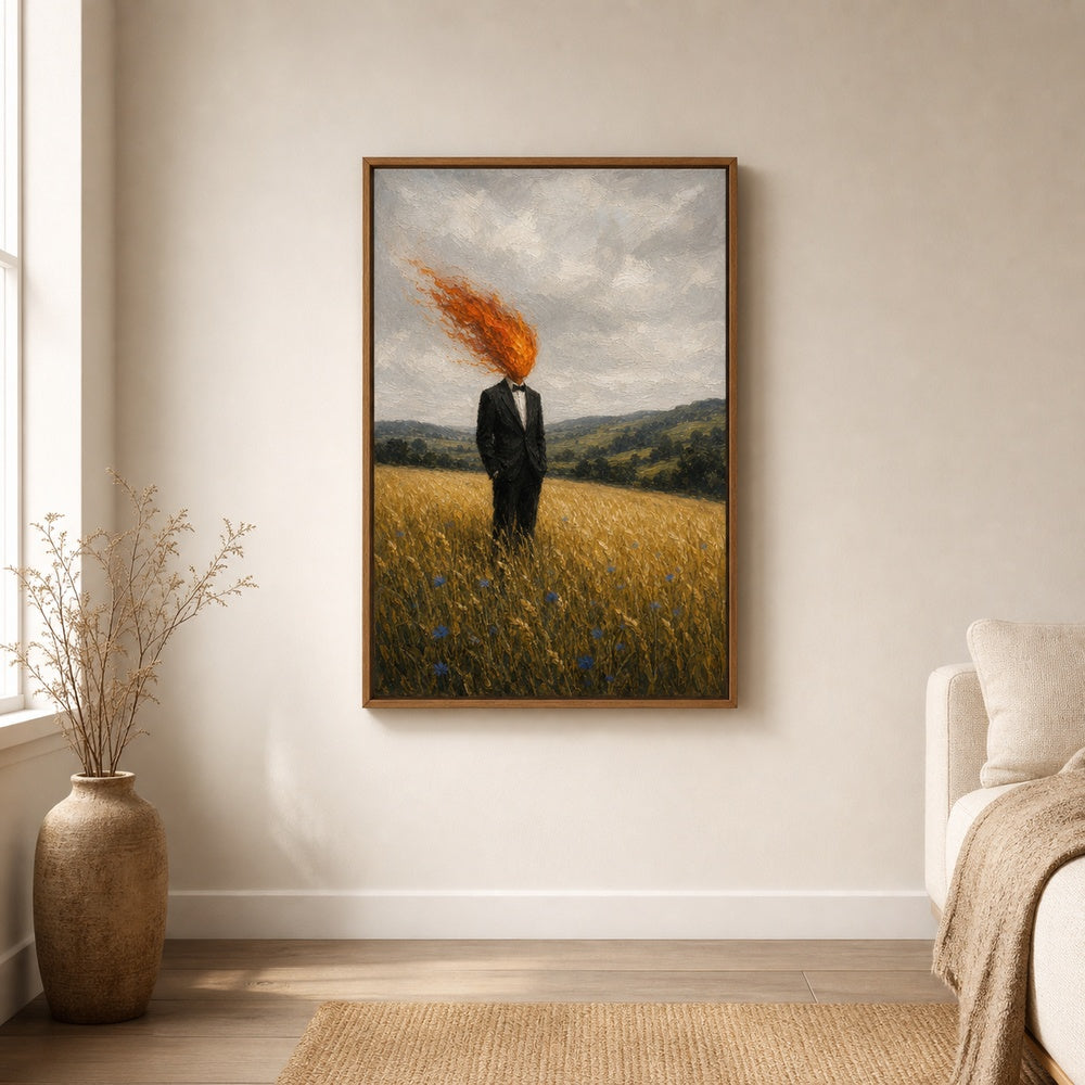Flame Head Suit Wheat Field Wall Art floating frame wall art - 04