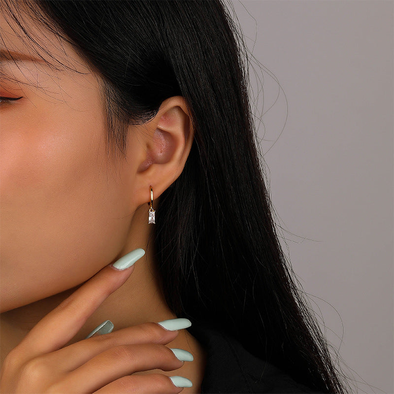 Pendientes de plata de ley 925 con circonitas cuadradas de colores vintage 