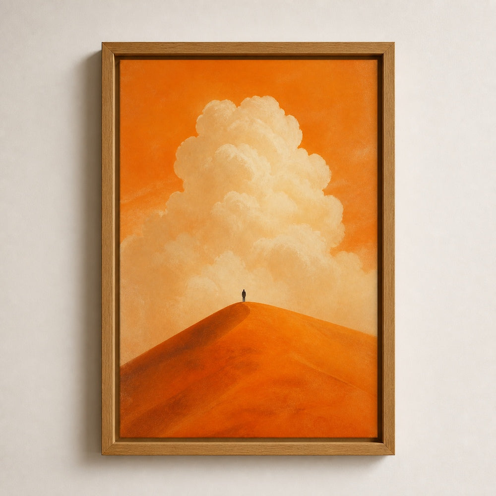 Orange Dune Solitary Figure Wall Art floating frame wall art - 04