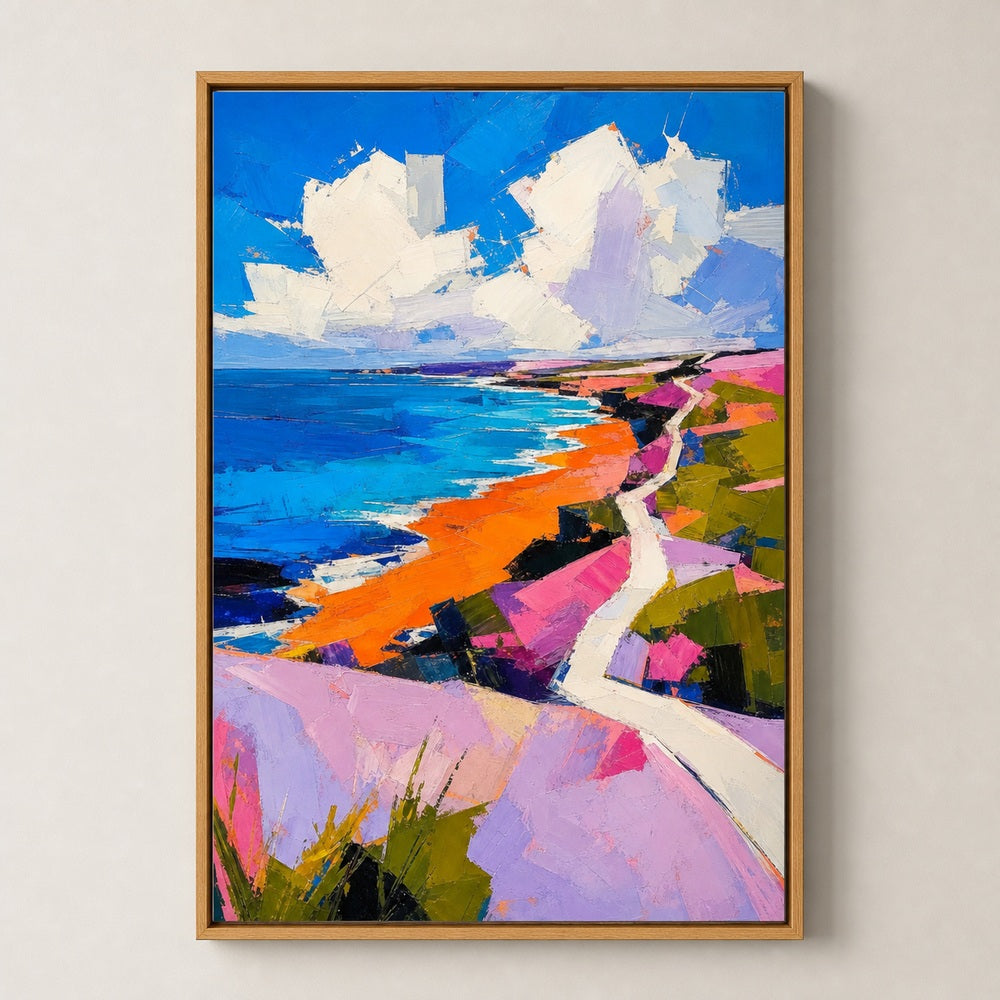 Abstract Coastal Impasto Landscape Wall Art floating frame wall art - 04