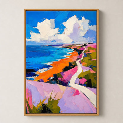 Abstract Coastal Impasto Landscape Wall Art floating frame wall art - 04