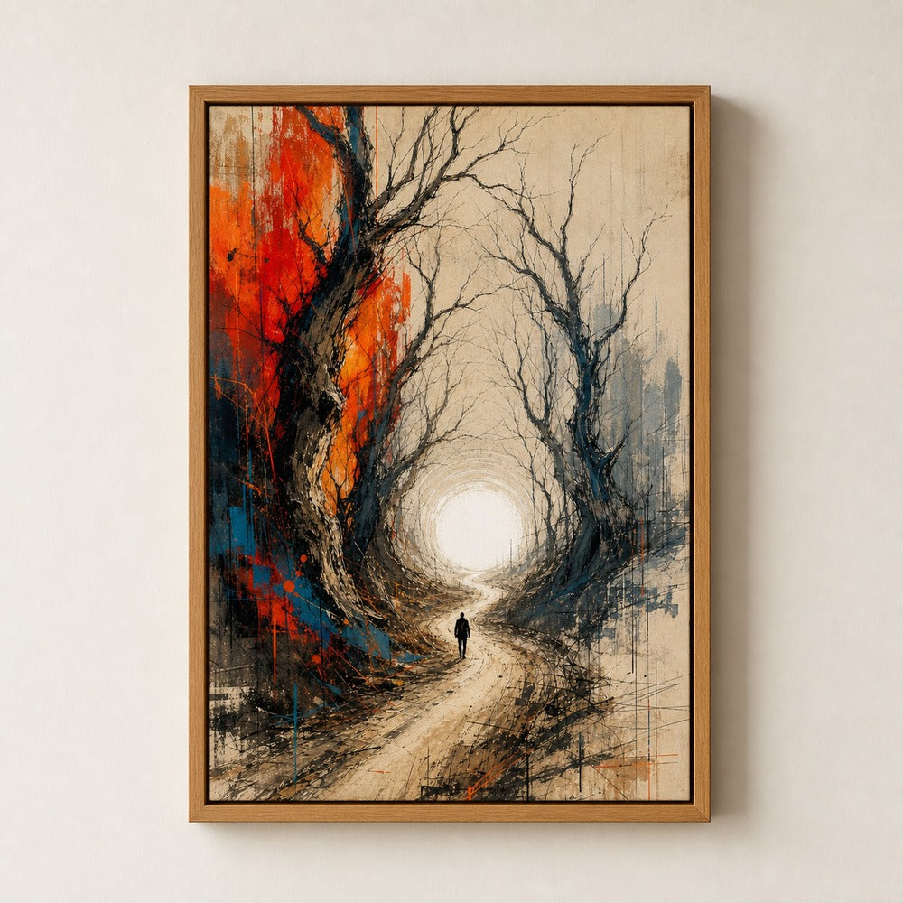 Road To Light Dead Trees Abstract Wall Art floating frame wall art - 04