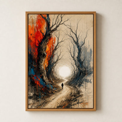 Road To Light Dead Trees Abstract Wall Art floating frame wall art - 04